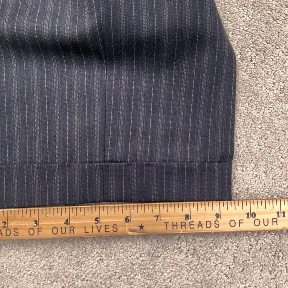 Stafford Executive Suit Mens 44L 36W 30L Navy Pinstripe 2 Button Office Wool